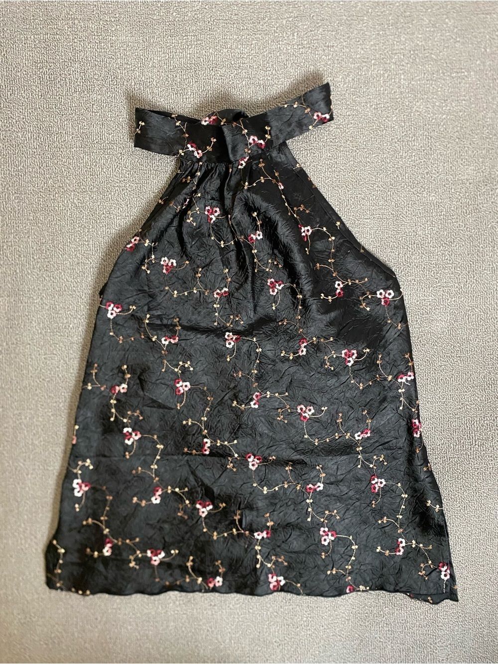 Toto Vintage Y2K Babydoll Embroidered Floral Halter Top Dainty Whimsy Fairycore